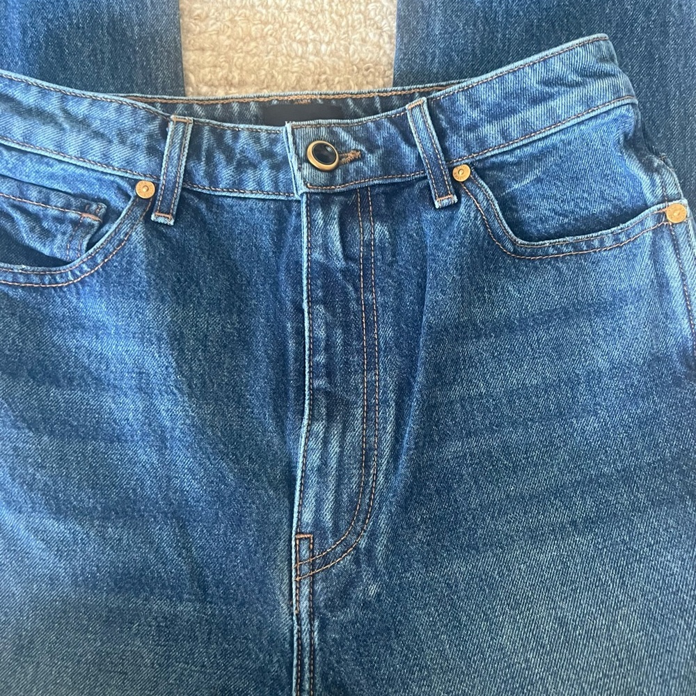 KHAITE Danielle 100% cotton jeans in mid-blue, size 27 - Picture 9 of 15